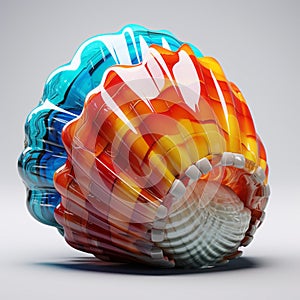 Vibrant Colored Glass Shell Sculpture With Zbrush Style