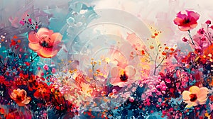 Colorful Burst of Vibrant Blooms Abstract Background Artistic Image.