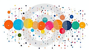 Vibrant Colorful Abstract Circular Data Visualization with Dots and Lines for Modern Design Projects