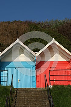 Vibrant colorful beach huts