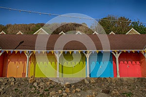 Vibrant colorful beach huts