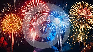 The vibrant fireworks display.AI generated image