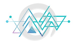 Vibrant colorful geometric pattern of interconnected triangles, vector design Generative AI