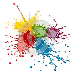 Colorful ink splatter isolated on white background photo