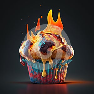 Vibrant and Colorful Molten Muffin Stylistic, generative ai