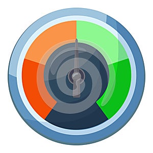 Vibrant performance indicator icon with a needle set to optimal green zone photo