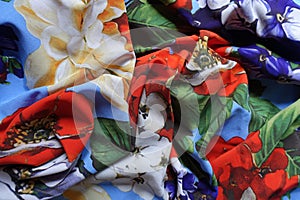 Vibrant and colorful rayon fabric in soft folds