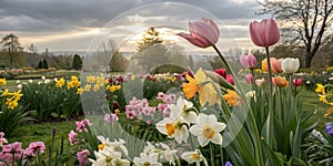 Spring background with beautiful flowers photo