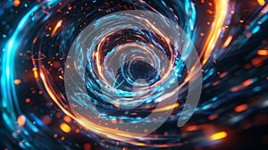 Vibrant, colorful swirls create a hypnotic tunnel effect in a digital depiction of a dynamic and futuristic vortex