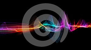 Vibrant colorful waveforms representing sound or data visualization on a dark background