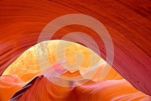 Vibrant colors of eroded sandstone rock in slot canyon, antelope photo