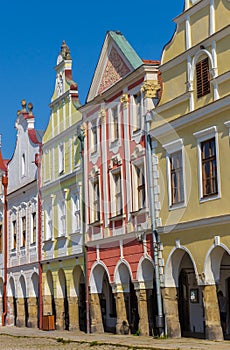 Vibrant colors of the hsitoric houses at the market square of Telc photo