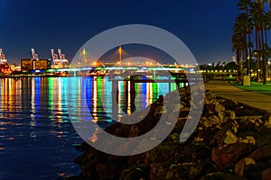 Vibrant Colors of Long Beach, California at Night