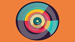 Vibrant colors and textures captured within a vinyl record freeze frame a visual ode to vinyls enduring appeal. Vector photo