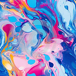 Vibrant And Colourful Abstract Painting Inspired By Llewellyn Xavier's Blue Rigi Marble Style