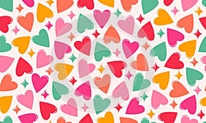 Vibrant colourful heart seamless pattern