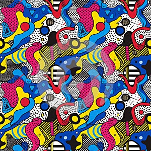 Vibrant Comic Book Seamless Pattern in Retro Pop Art Style with Bold Colors for Large Prints photo