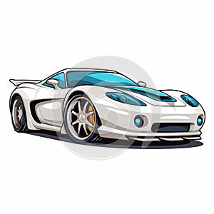 Vibrant Comic Book Style Illustration Of A White Sports Car