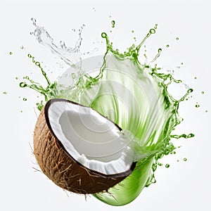 Vibrant Commercial Imagery: Realistic Color Splash On Coconut