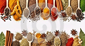 Vibrant Composition Aromatic Spices White Background Cooking Baking Essential Ingredients