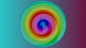 Vibrant concentric circles create a mesmerizing rainbow gradient effect