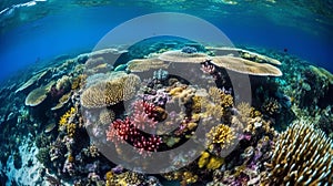 Vibrant Coral Reef in Midday Waters