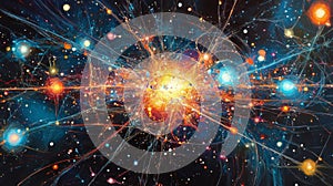 Vibrant Cosmic Explosion with Bright Stars and Nebula