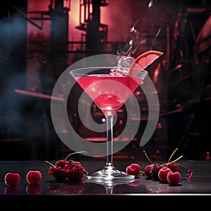 A vibrant Cosmopolitan cocktail in a sleek martini glass