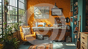 Vibrant Creative Space with a Comfortable Crafting Corner