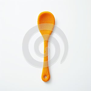 Vibrant Crocheted Orange Spoon: A Captivating Still Life Photo