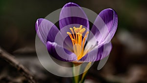 Vibrant crocus blossom, a fragility of spring generated by AI