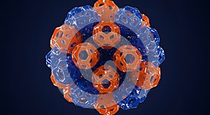 Abstract blue and orange molecular structure design