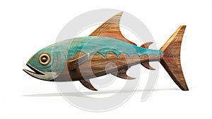 Vibrant 3d Animation Of A Wooden Fish With Abstract Patterns photo