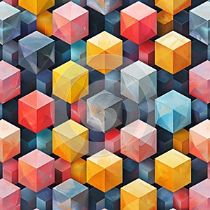 Vibrant 3D Geometric Cubes Pattern High-Resolution Modern Design photo