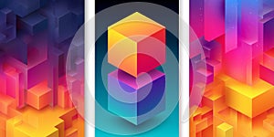 Vibrant 3D Gradient Cubes in Abstract Digital Art