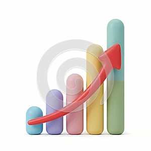 3D Bar Chart with Upward Arrow