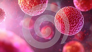 Vibrant 3D Illustration of Human Cells in Microscopic View