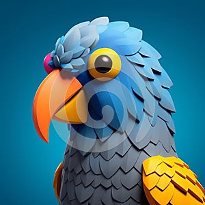 Colorful Aviate Blue Bird Figurine With Bold Character Design photo