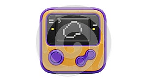 Retro handheld gaming device with pixelated cloud icon display