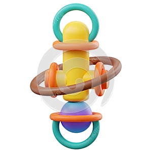 Colorful Abstract 3D Geometric Structure on White