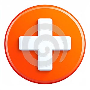 Add Button Icon - White Plus Sign on Orange Circle