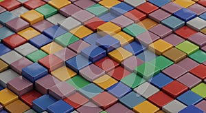 Abstract Colorful Cube Pattern: A Vivid 3D Render of Interlocking Geometric Shapes