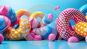 Vibrant 3D Shapes in Array of Colors - Abstract Render Collection