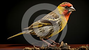 Vibrant Darktable Processed Taxidermy Bird On Wood