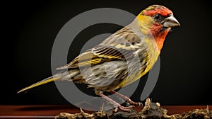 Vibrant Darktable Processed Taxidermy Bird On Wood photo