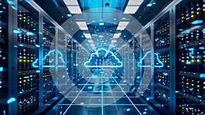 Modern Data Center With Cloud Computing Concept