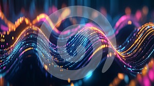Vibrant data streams flow in colorful patterns, creating an abstract representation of digital interactions