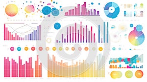 Vibrant Data Visualization Collage: Charts, Graphs, and Infographics