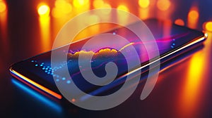 Vibrant Data Visualization on Sleek Smartphone with Colorful Effects