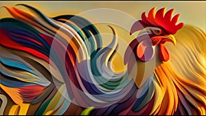 Vibrant Dawn: A Colorful Rooster at Sunrise